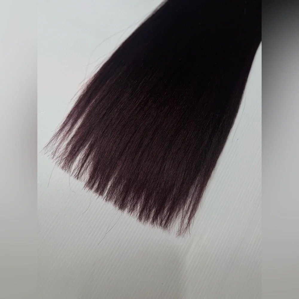 Zury 100% Human Hair Micro Yaki Bulk Hair Extension 24” – T Black Balayage wine